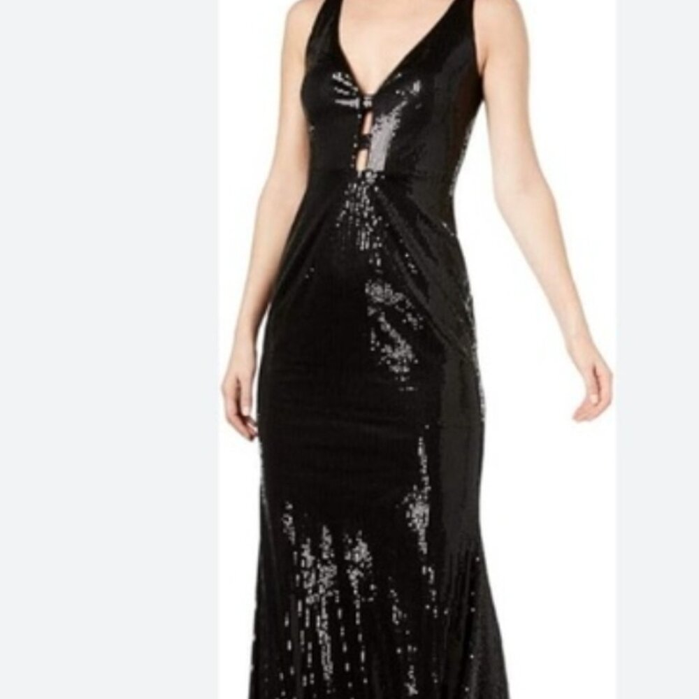 Long black sequin Calvin Klein dress